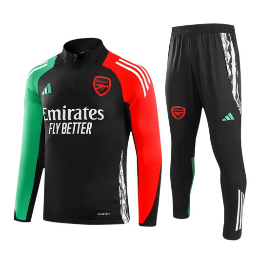 Arsenal 1/4 Zip Tracksuit Black/Green/Red 2025